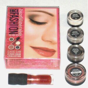 bareMinerals  Face Fashion CLASSIC GLAM 5 Piece Kit  Eye Shadow, Blush, Lips NEW